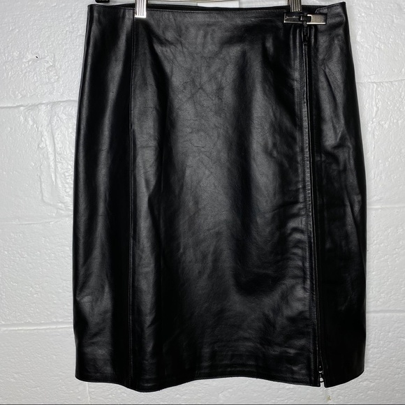 Sa Va Italian Leather Black Skirt - Picture 1 of 5